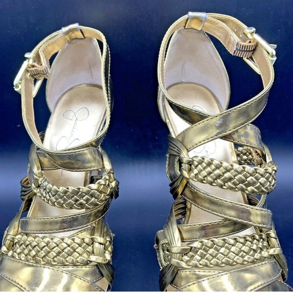 Jessica Simpson Gold Metallic Platform Sandal Heel - Picture 5 of 12